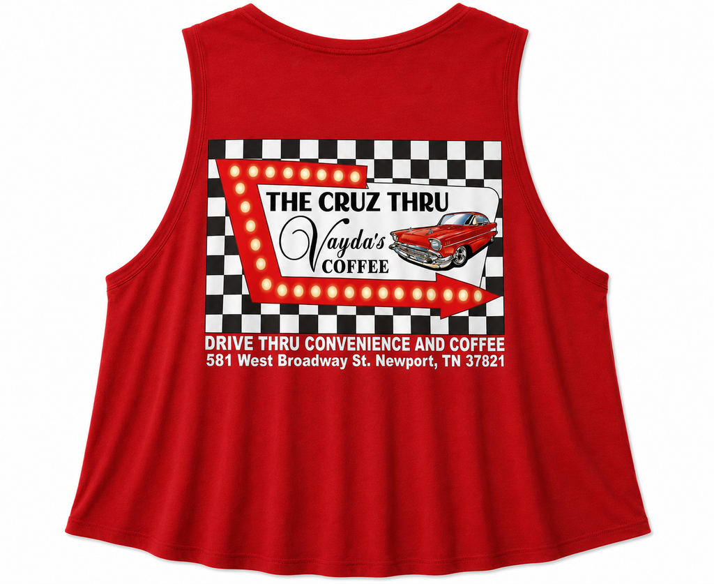 The Cruz Thru + Vayda's Coffee BASIC CROPPED TANK